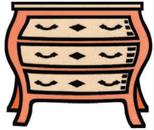 Drawer - Illustration of a dressing table with three drawers.
