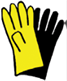 Title: Rubber gloves - Description: Illustration of a pair of yellow rubber gloves.