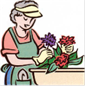 Title: Gardener - Description: Illustratoin of a gardener tending to some flowers.