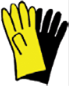 Paire de gants en plastique  - Illustration d'une paire de gants en plastique jaune