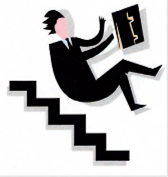 Title: Un homme tombe dans les escaliers  - Description: Illustration d'un homme d'affaire qui tombe dans les escaliers