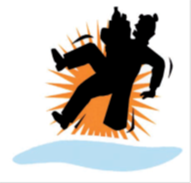 Title: Un homme glisse sur une flaque d'eau  - Description: Illustrtation d'un homme qui glisse sur une flaque d'eau 